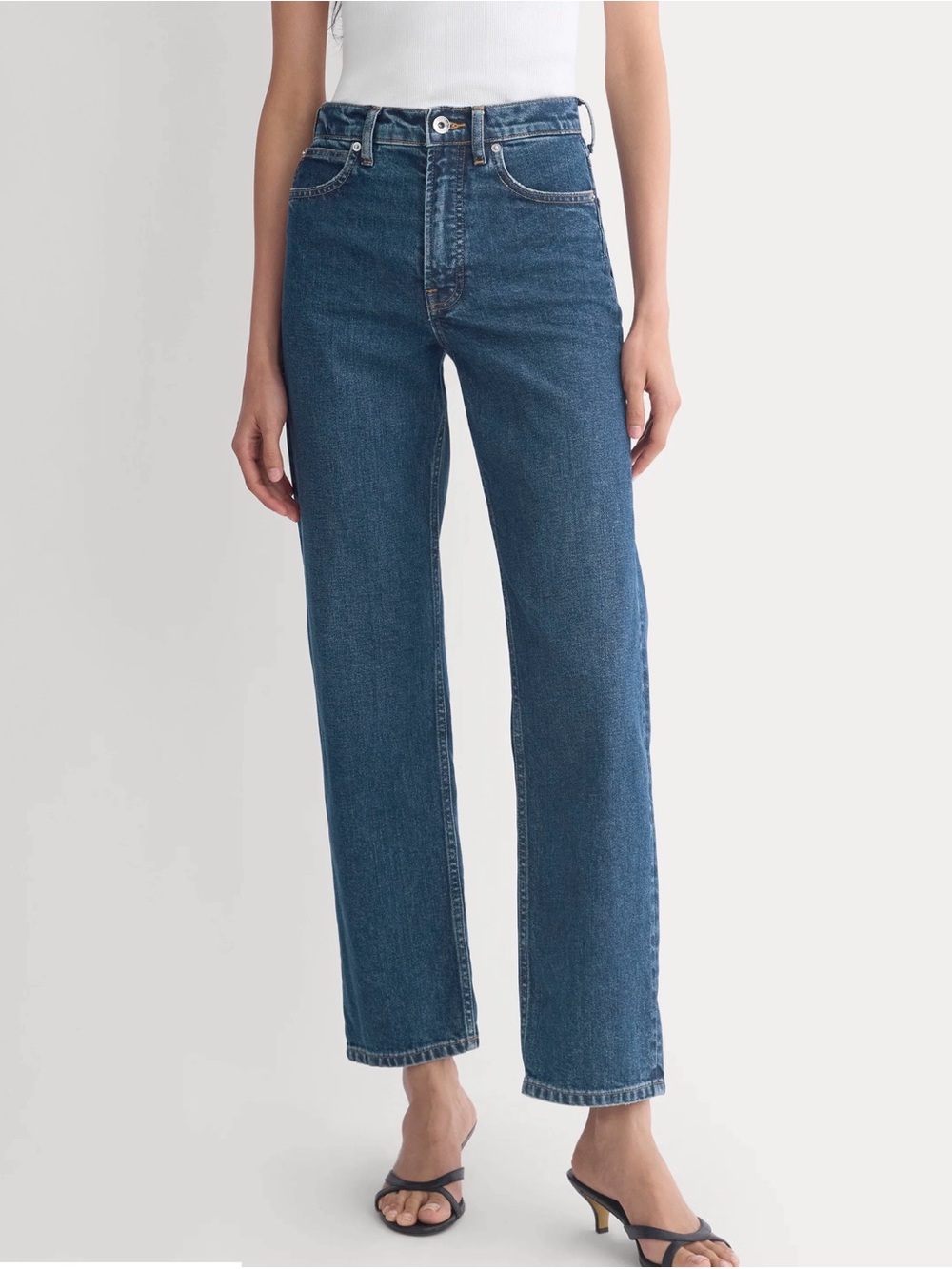 Everlane Mid-Rise Straight Leg Jeans — Dark Blue
